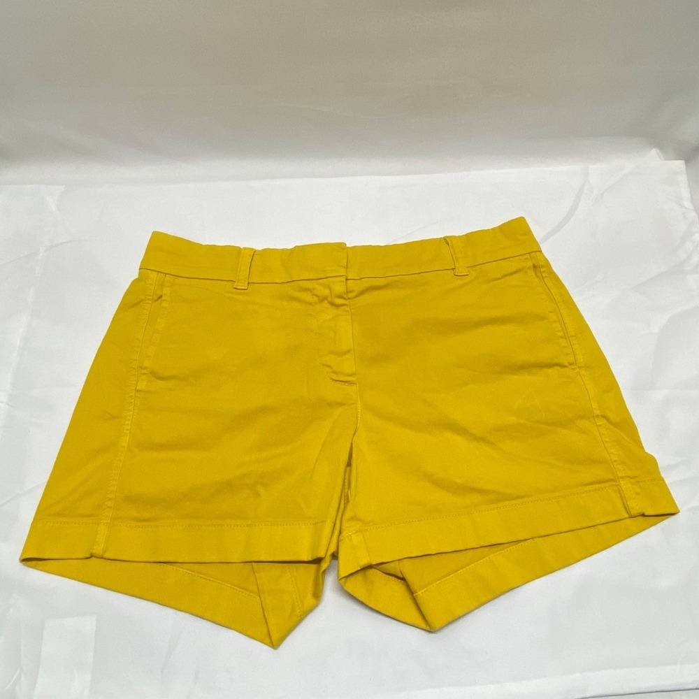J. Crew Chino Shorts Women's Size 2 Goldenrod Cotton Twill Stretch Casual GUC